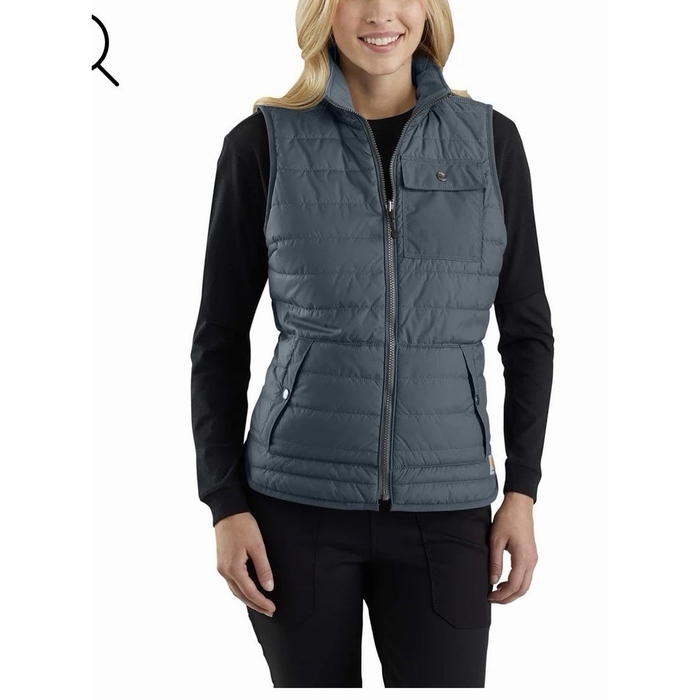 Carhartt Women's Amoret Reversible Quilted Plaid Vest Blue M 102749 Workwear